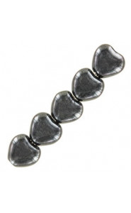 Czech Hearts beads 6mm Jet hematite 23980/14400